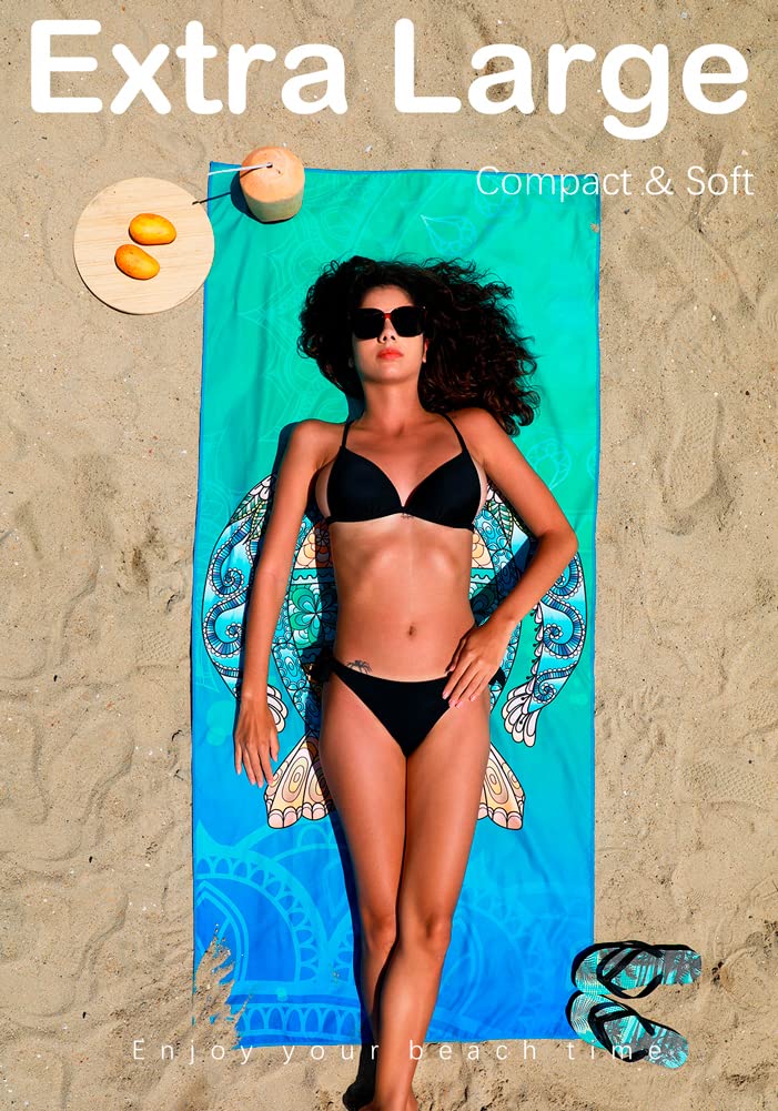 Widdonen Microfiber Thin Lightweight Beach Towel Sand Free Quick Dry Absorbent Compact Towels for Swimming Pool Camping Beach Accessories Large Easy Pack Travel Things for Vacation Essentials Adult Gift - Image 3